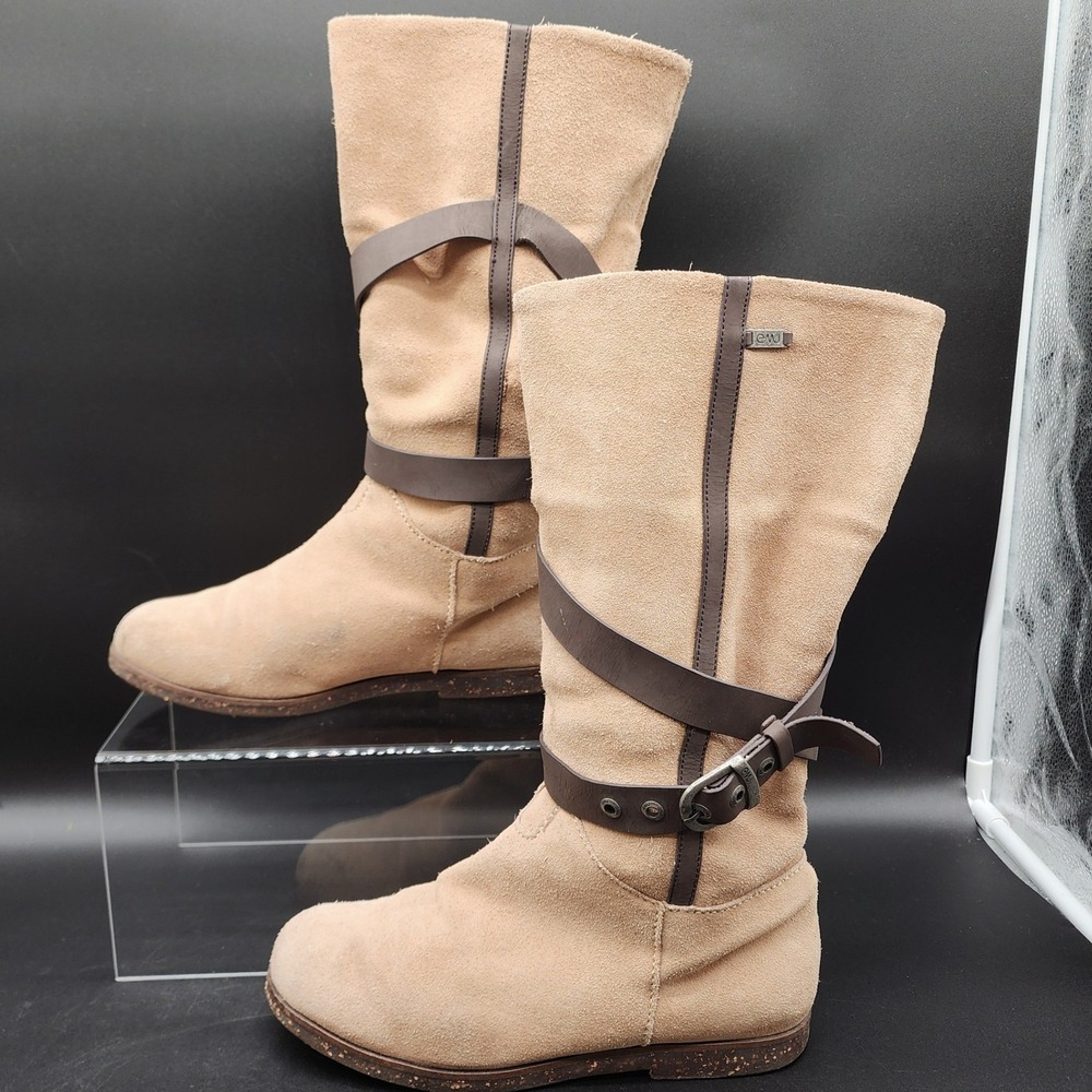 EMU Australia 8 Tan Suede Aurora Sheepskin Mid Calf Boots Boho Western Winter